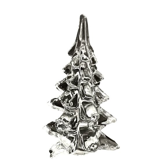 VTG 6.5” Crystal Glass CHRISTMAS TREE Figurine Holiday Decor Transparent Figure - Picture 1 of 5